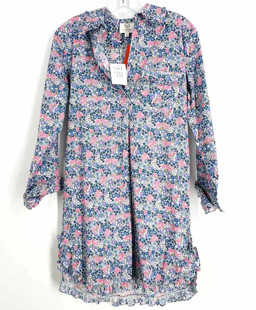 Lenora by Dina Yang Size S Wh/Bl/Pk Floral Collar NEW Designer Dress